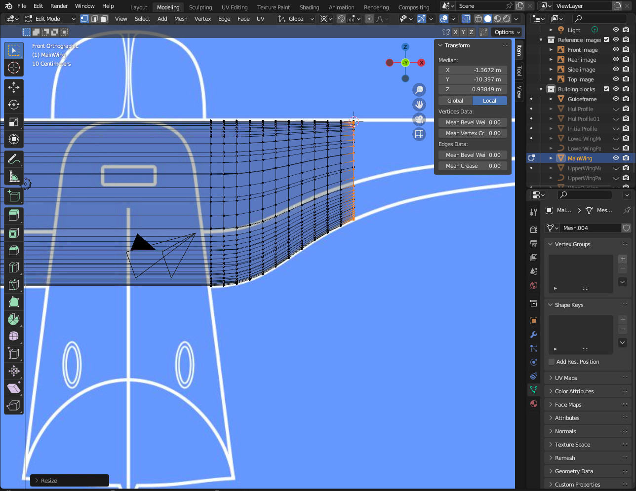 Front view building the Aircat wing using the reference image.