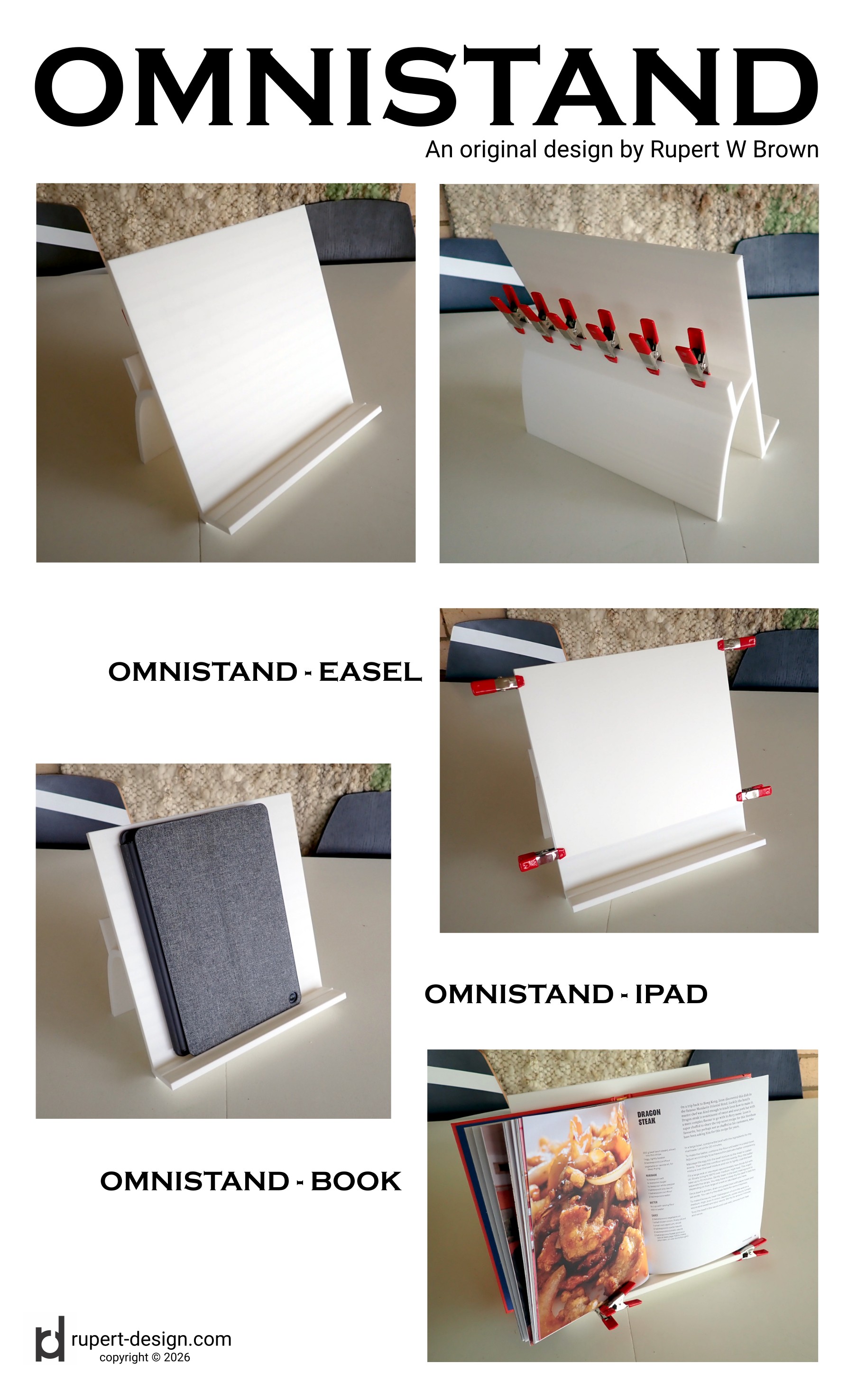 The multi-purpose Omnistand, 3D printed from Blender at Frankston library.