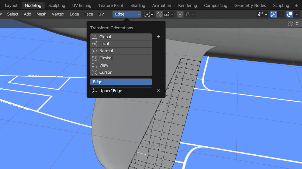 Creating a new orientation to shape a control surface.