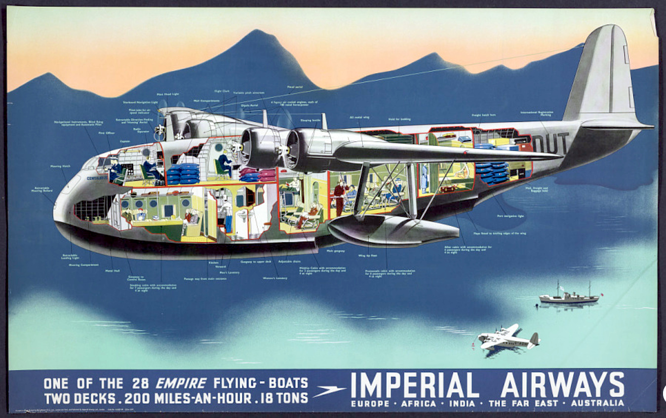 Cut-away poster of an Empire class flying boat