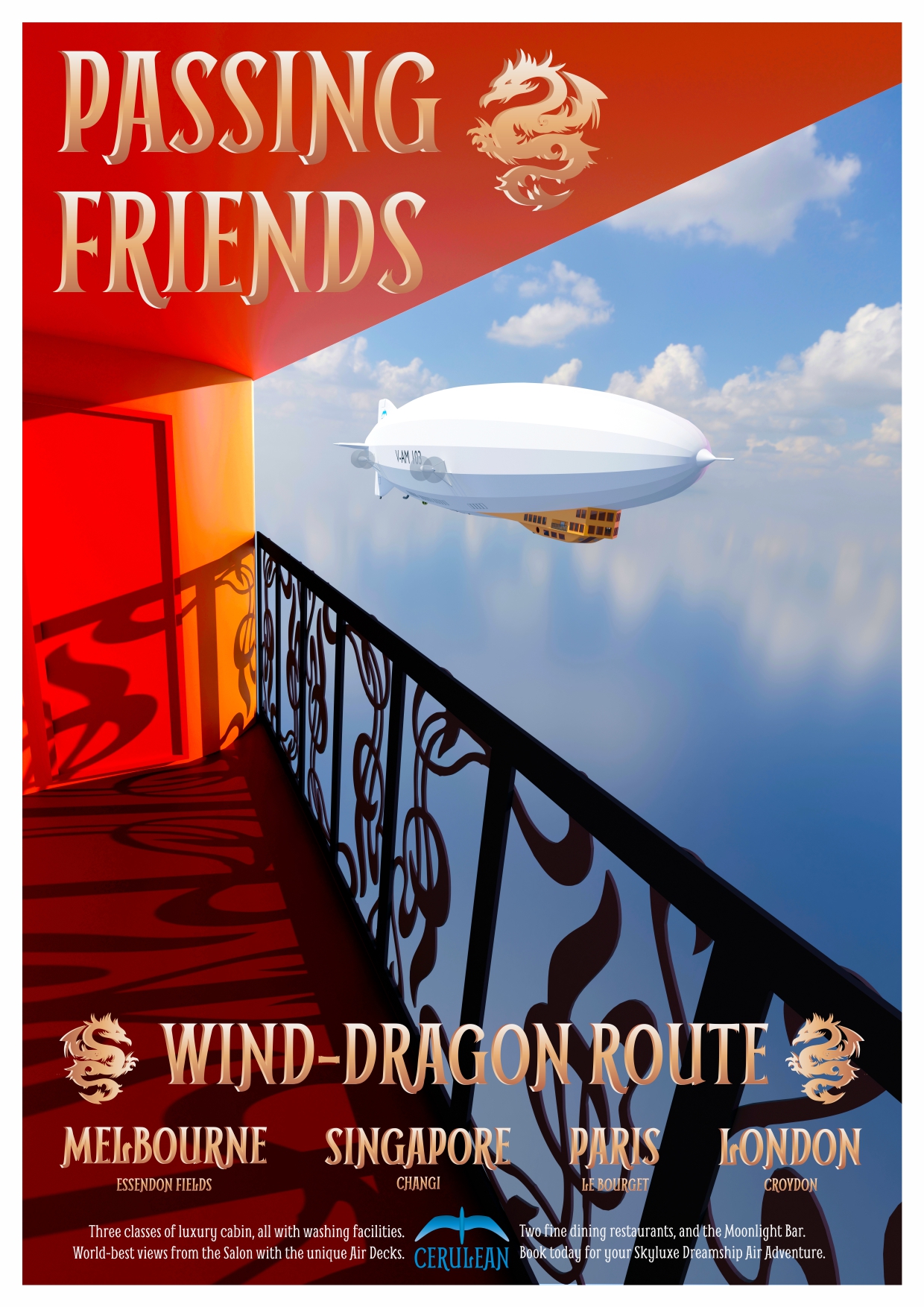 The final version of the SkyLuxe Passing Friends poster.