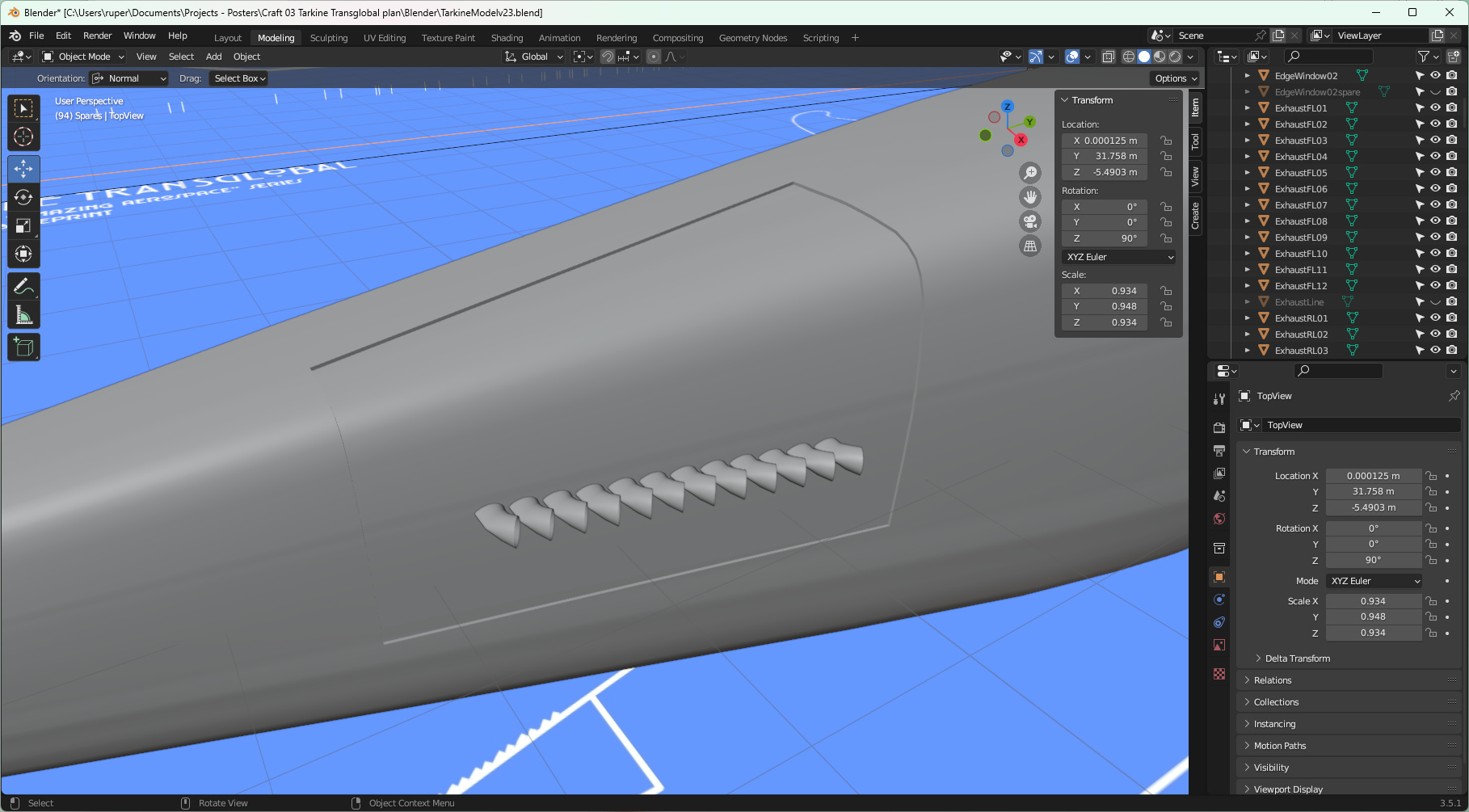 Tarkine: creating engine access doors and exhausts.