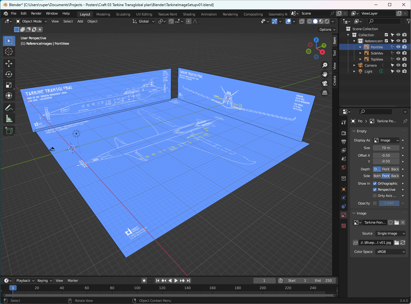 Blender complete with Tarkine blueprints as reference images.