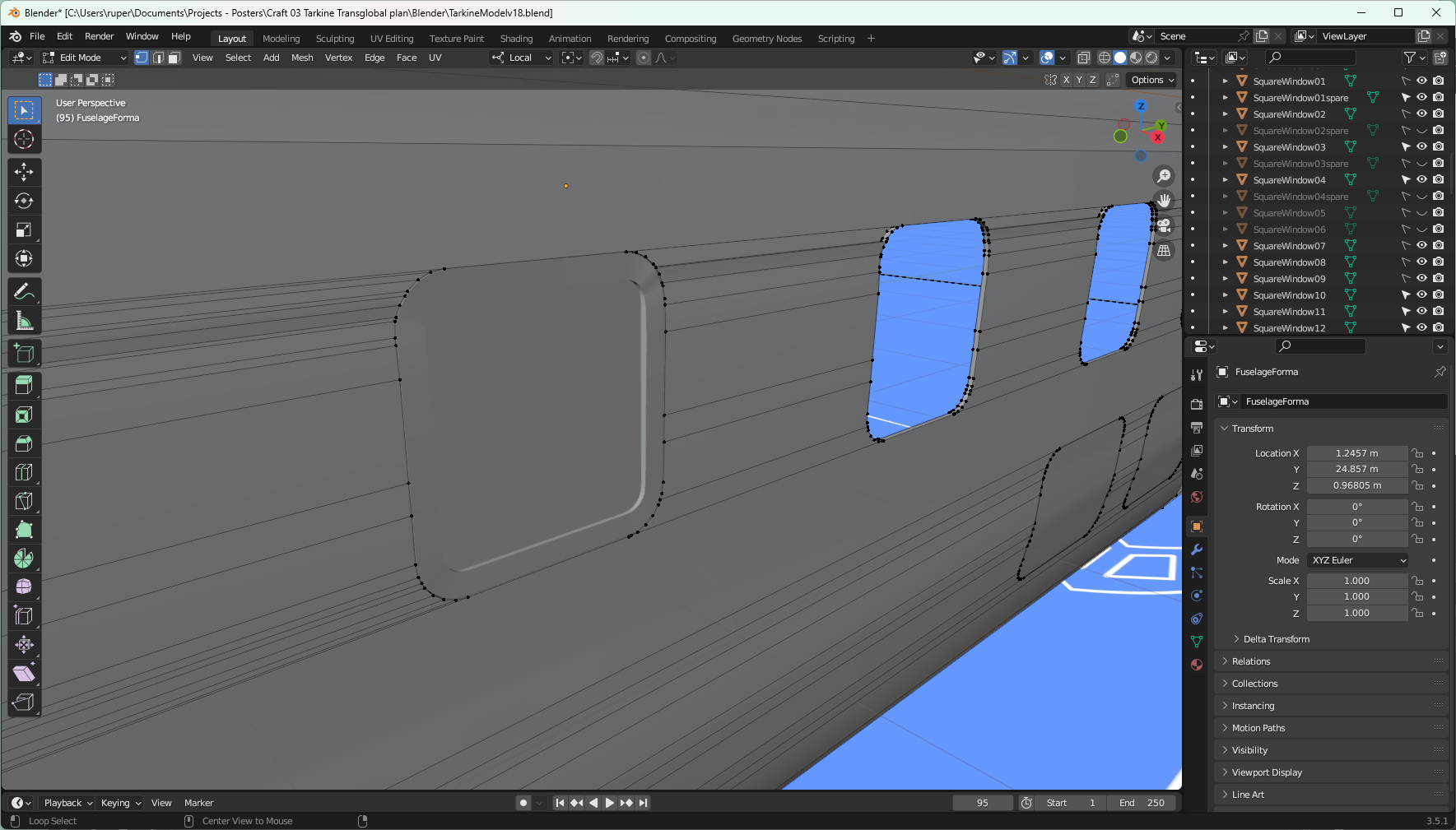 Tarkine: cutting out and creating the windows.