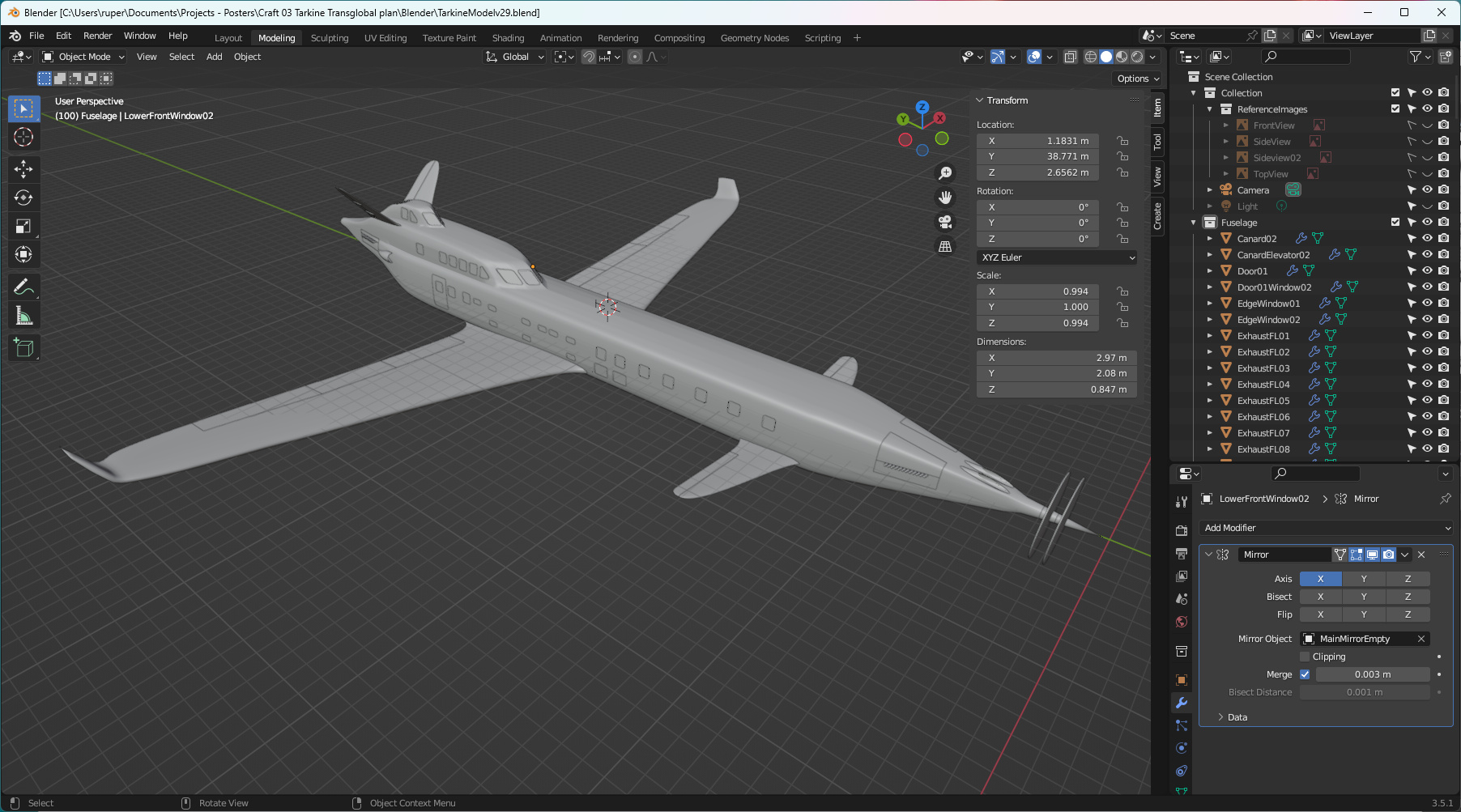 Tarkine with all its mirror modifiers in place.