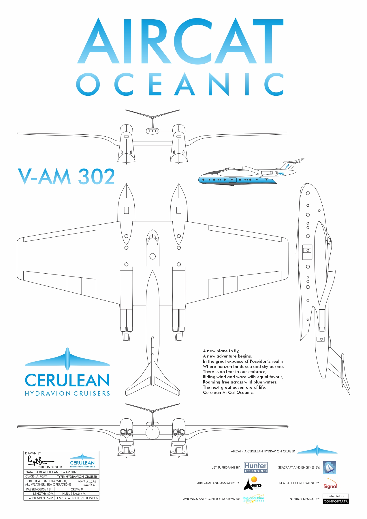 The original Aircat Oceanic Posters - external and internal plans.