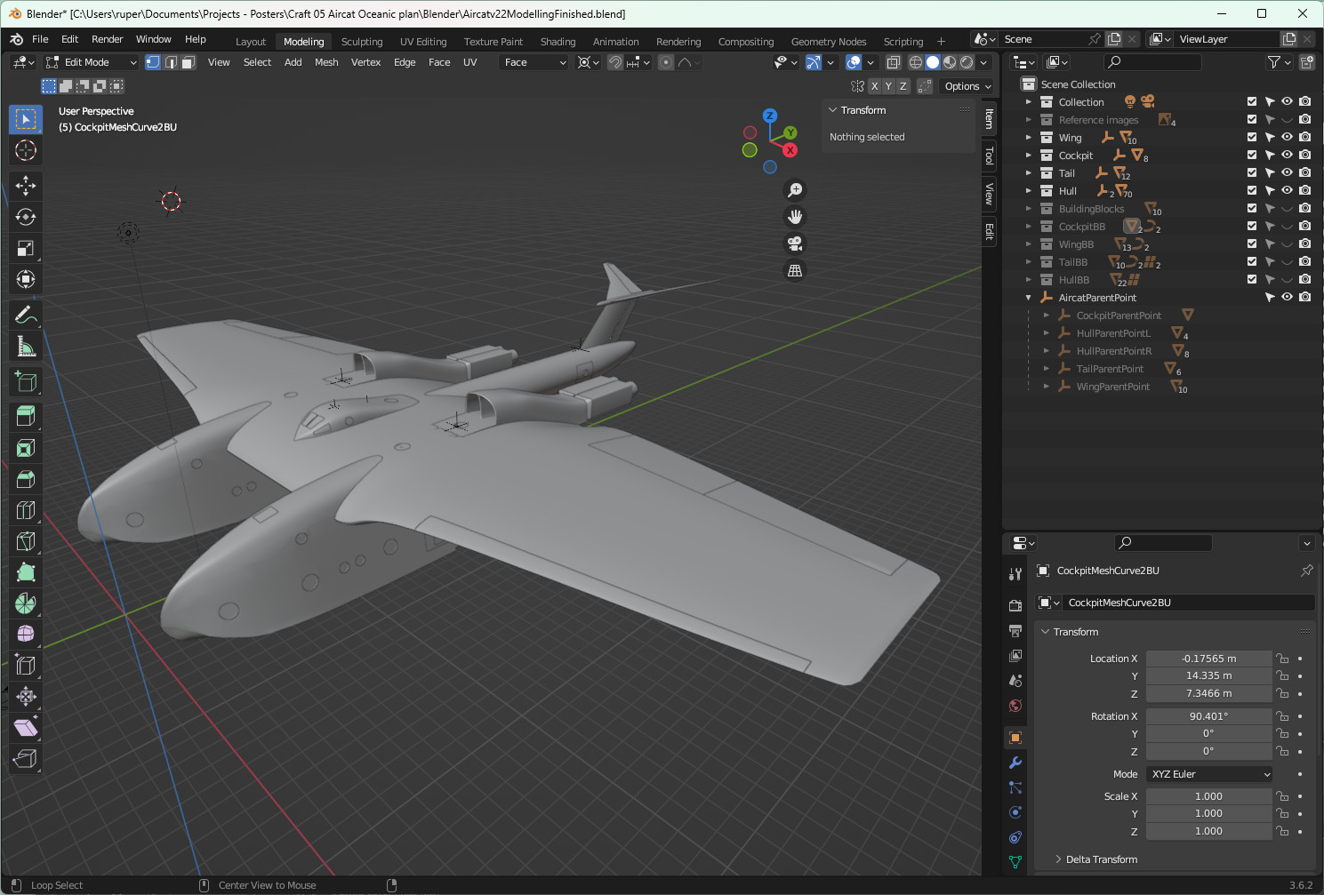 Aircat with its modelling complete.