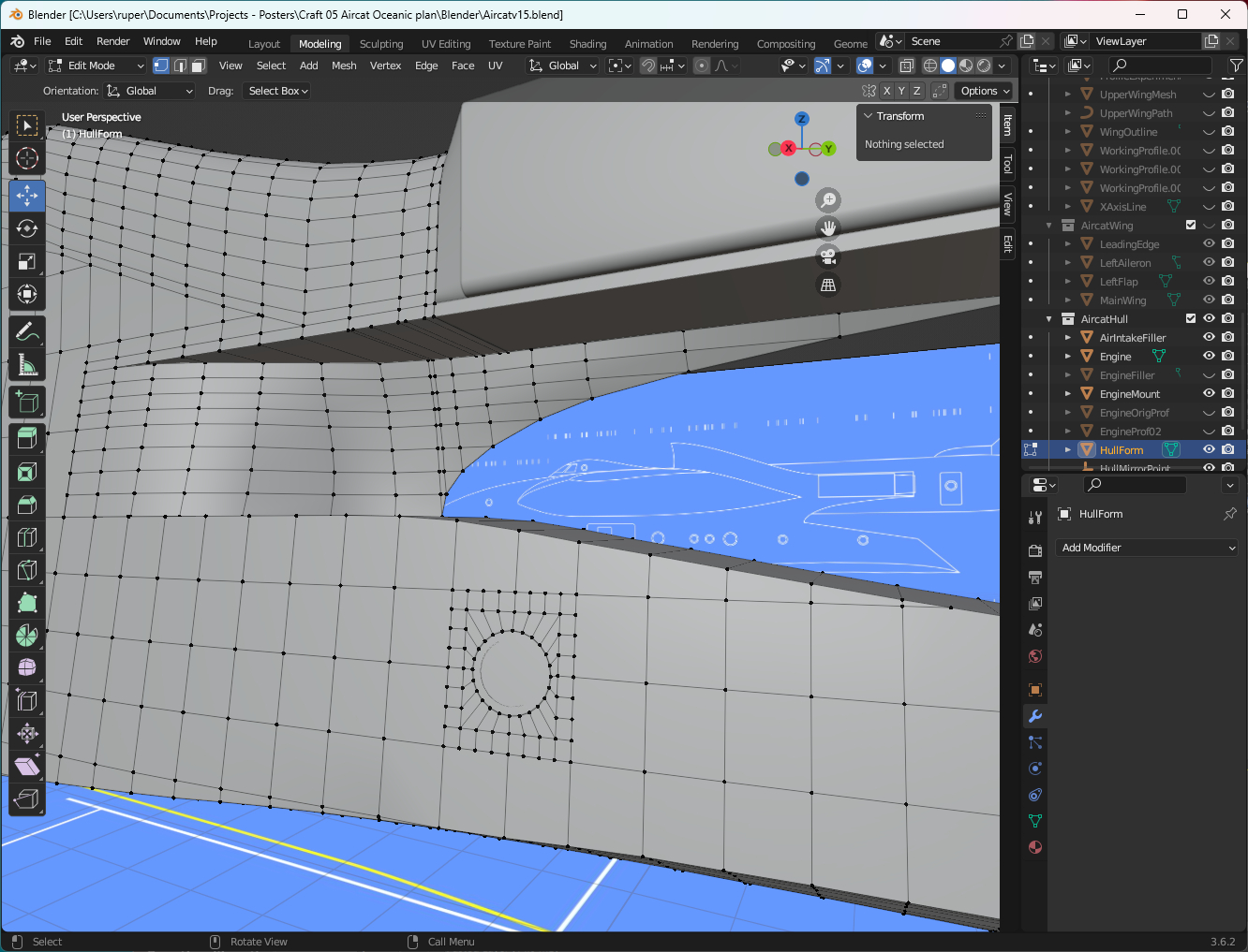 The new geometry around an Aircat window porthole.