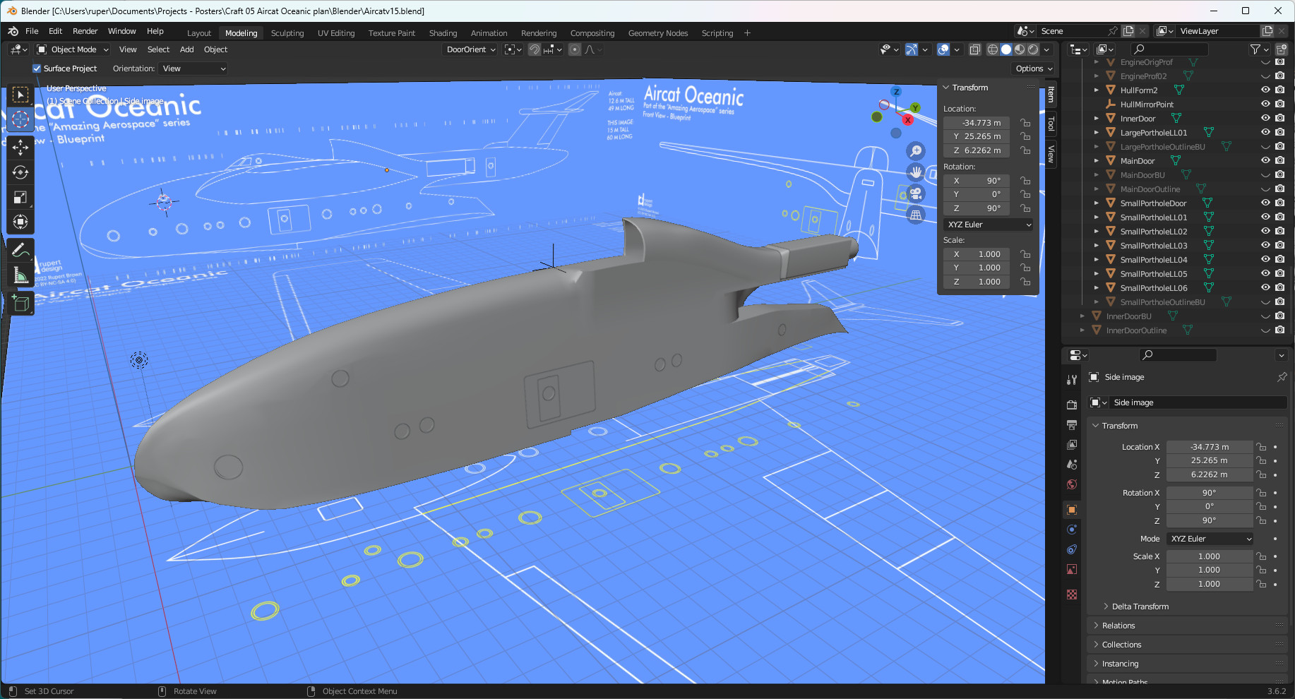 The Aircat hull with most of its windows and doors in place.