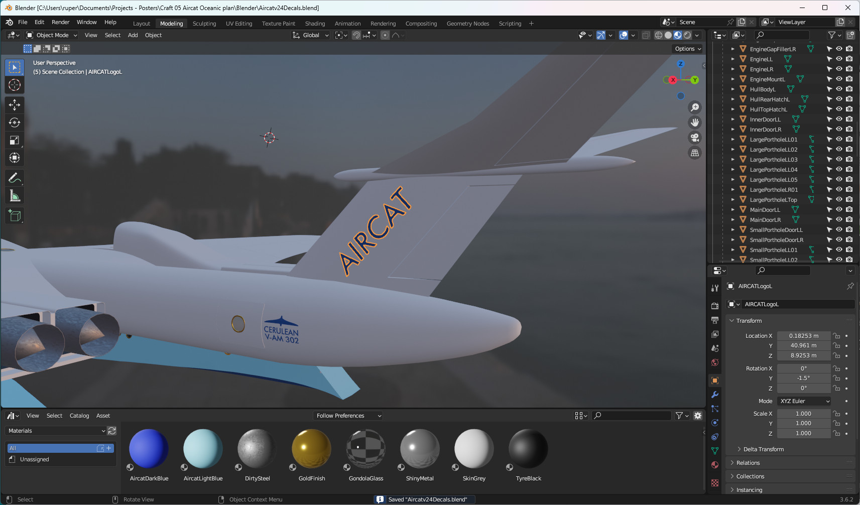 Applying decals to Aircat.