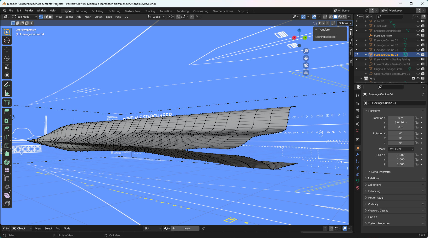 Building the fuselage to accommodate the swing wing.