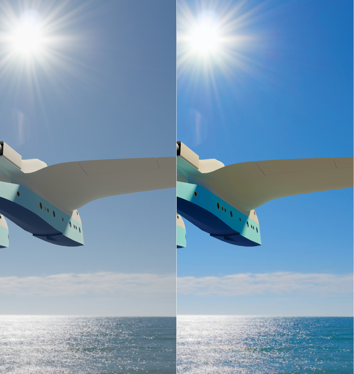 Adjusting a rendered image for printing - before on the left, after on the right.