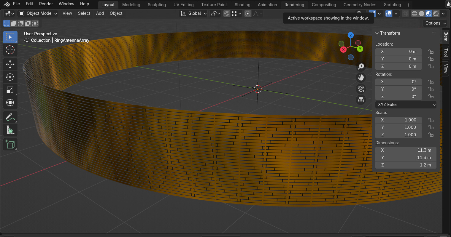 A view of the completed fractal antenna.